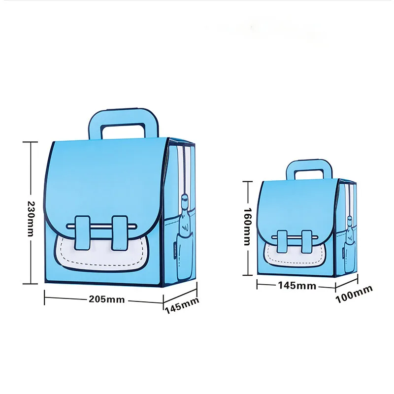 In Stock Blue Pink Schoolbag Shape Cartoon Printed Paper Birthday kids Gift Boxes Cardboard Candy Snack Sweet Packaging Box