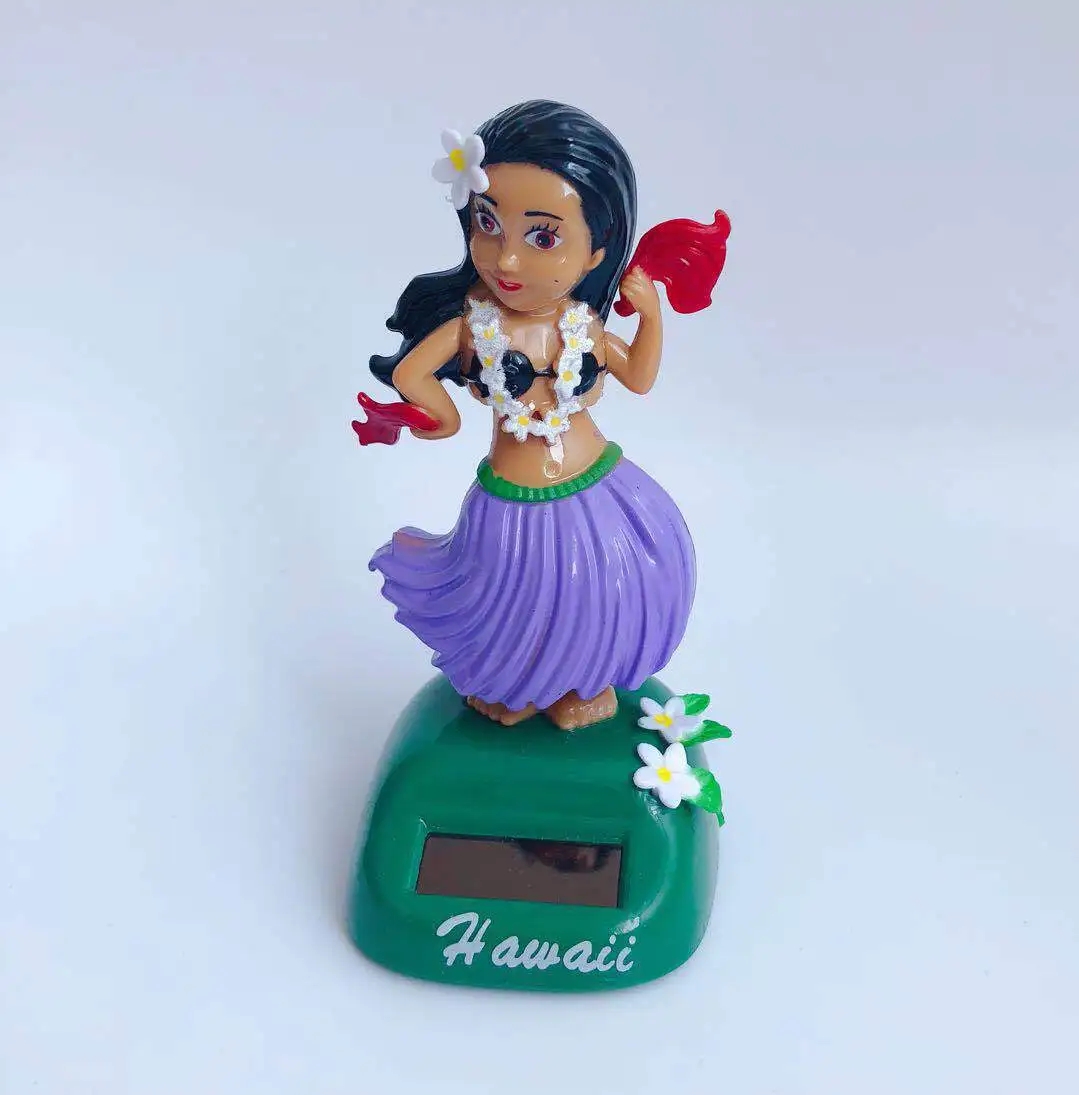 Solar energy automatic doll ornament accessories decoration bobble head dancing figurine hawaiian hula girl for car dashboard