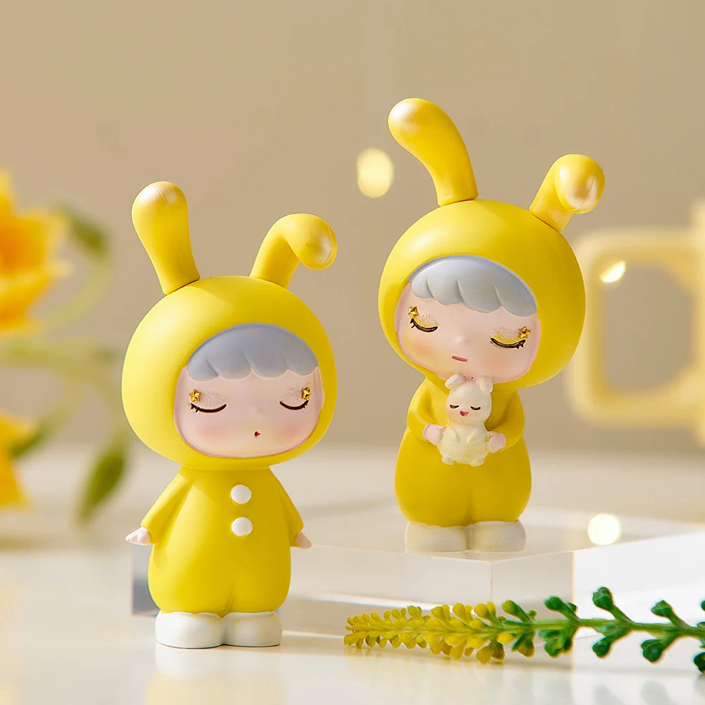 3d home decoration 2022 resin decorative sculpture cocoa rabbit series ornaments