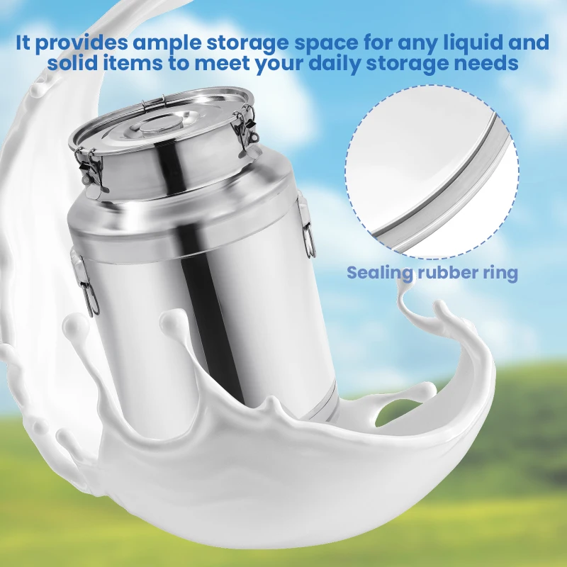 DaoSheng Stainless Steel Milk Pot Leakproof Airtight Milk Can Container Pail Large Capacity Storage Tank Bucket
