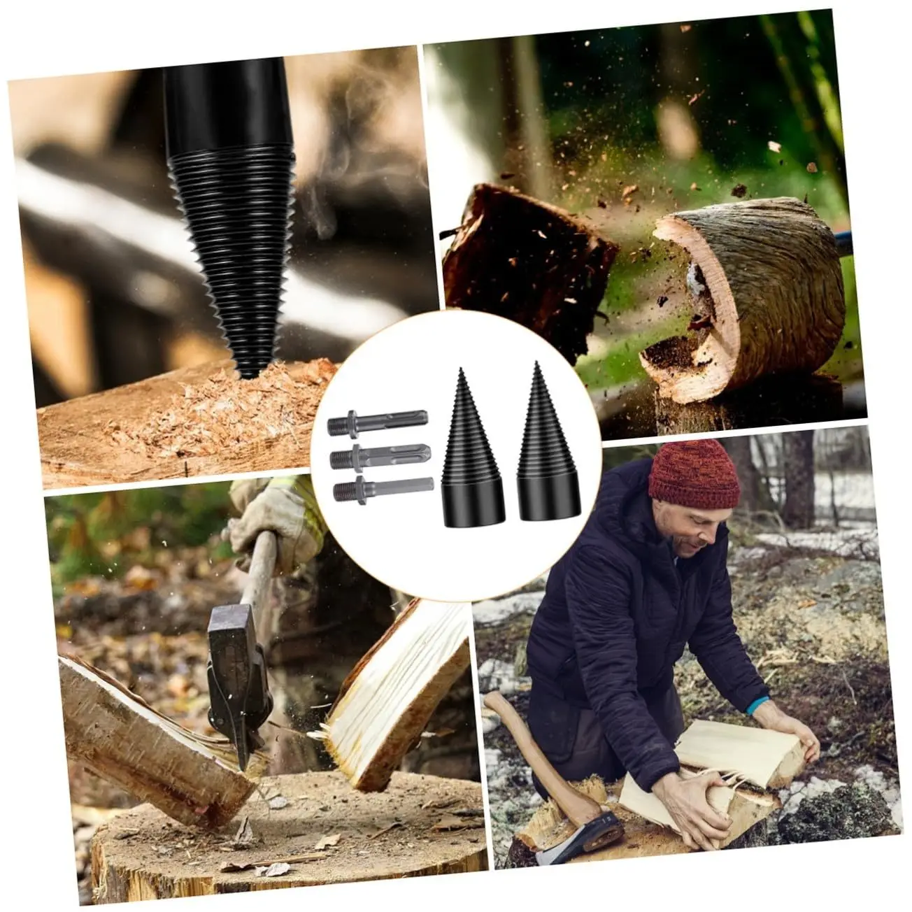 High Quality Wood Splitting Drill Bit Duty Removable Firewood Premium Firewood Drill Bit Hex Shank Firewood Drill Bit
