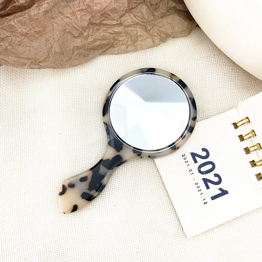 GRS Material  2022 Wholesale Handle Mirror Acetate Board Beauty Portable Pocket Makeup Mirror Acrylic Mirror