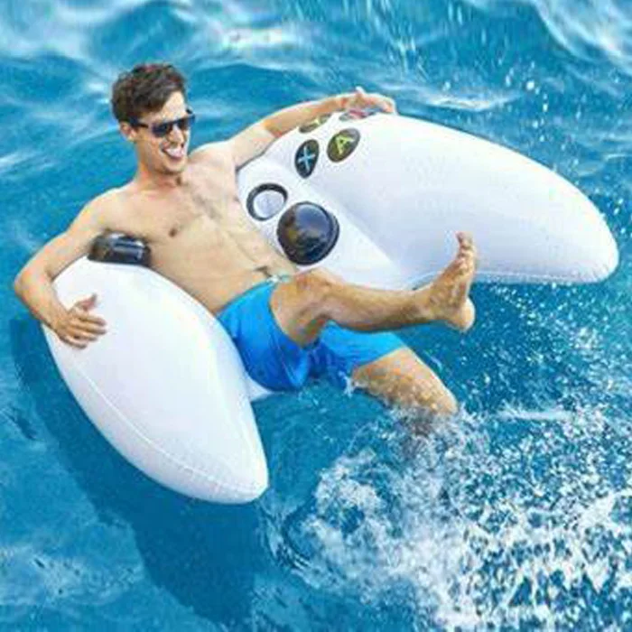 Summer Pool Swim Fun PVC Inflatable Game Controller Pool Float Raft with Drink Holder