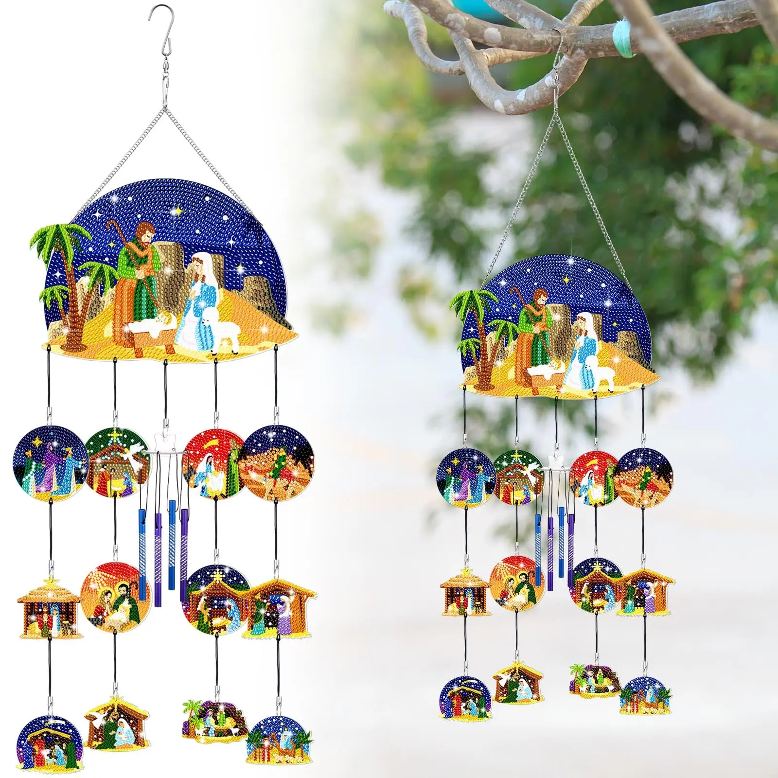 Diamond Art Wind Chimes Catcher Kit Double Sided 5D Crystal Pendant Pendant Adult Children Gifts Home Garden Decoration