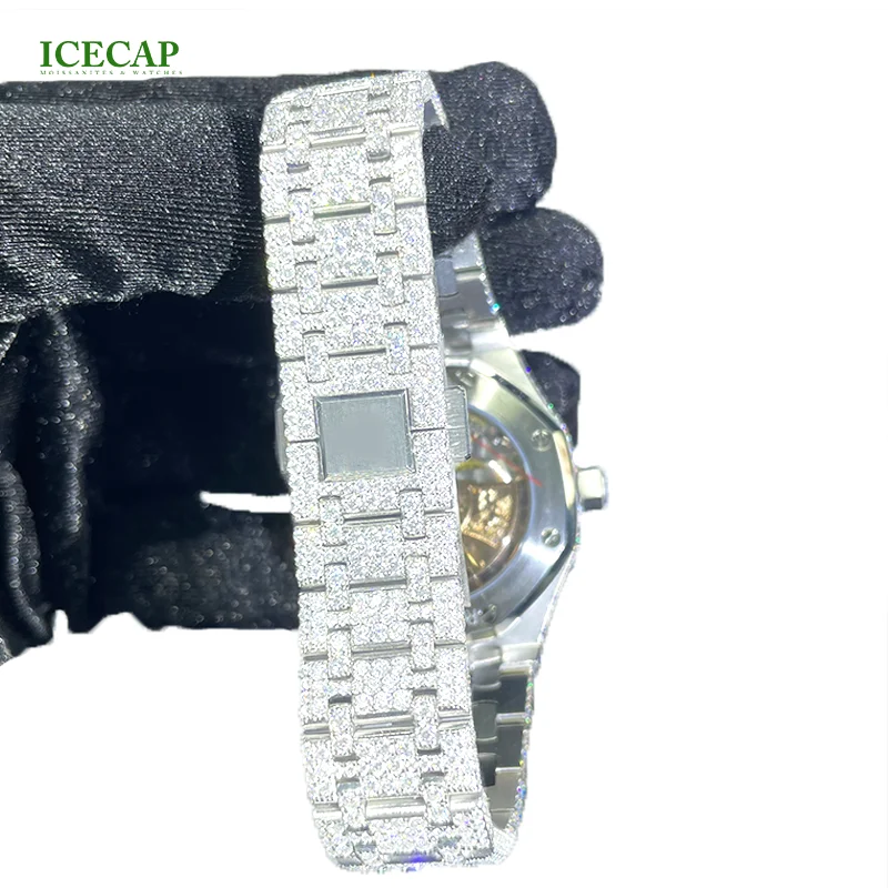 Custom Hand Made VVS Moissanite Diamond Brand Luxury Watch Automatic Movement Fully Iced Out Stainless Steel Watches