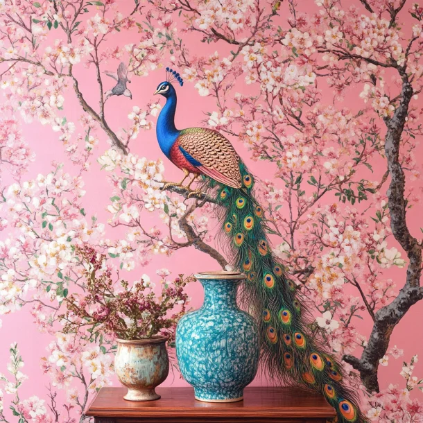 Pink Wallpaper Wholesale Cheap Price Peacock Living Room Bedroom Decor Wall Textile
