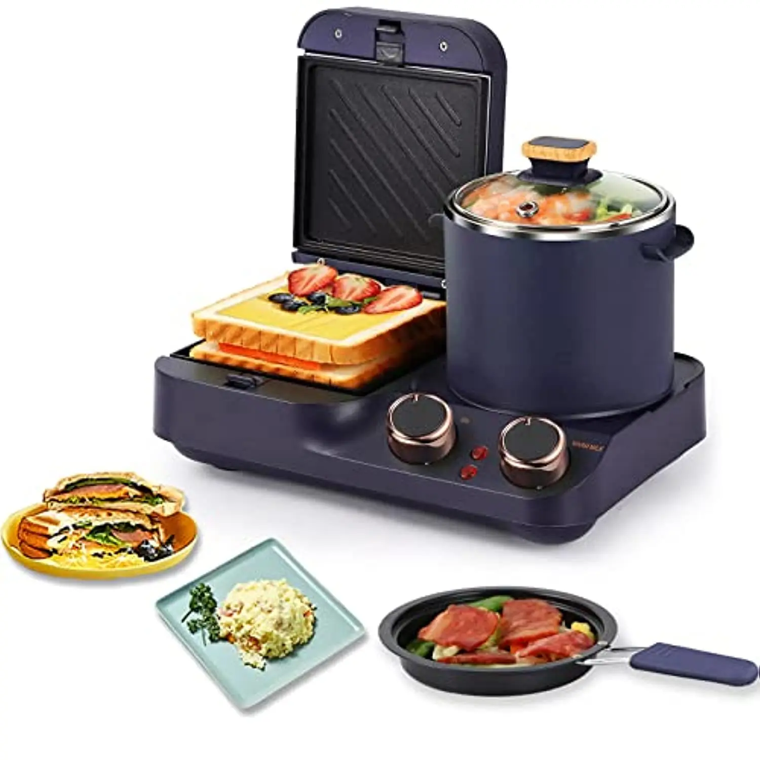 Multi-function 3 In 1 Noodles Breakfast Mini Cooker Sandwich Breakfast Maker Machine With Boiling Function