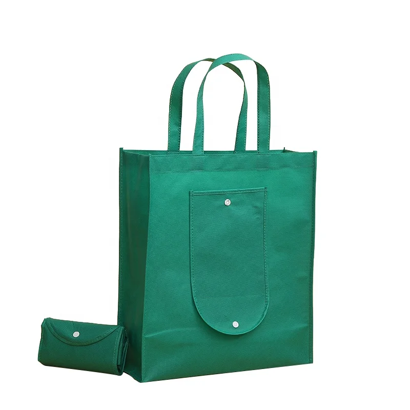 Reusable supermarket promotional print non woven fabric carry bag with pocket