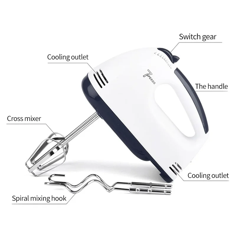 220V 100W 7 Speed Home Kitchen Egg Beater/whisk Batter Flour Bread Dough Electric Food Mixers