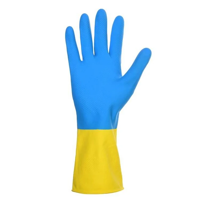 Wholesale Two-color Waterproof Acid Alkali Resistant Labor Protection Rubber Latex Household Gloves