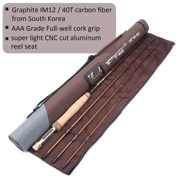 SNEDA Fly Fishing Rod 2.7m 9ft Carbon Fiber Flying Fishing Rod 4# 5# 6# 8# 4 Section Fly Pole