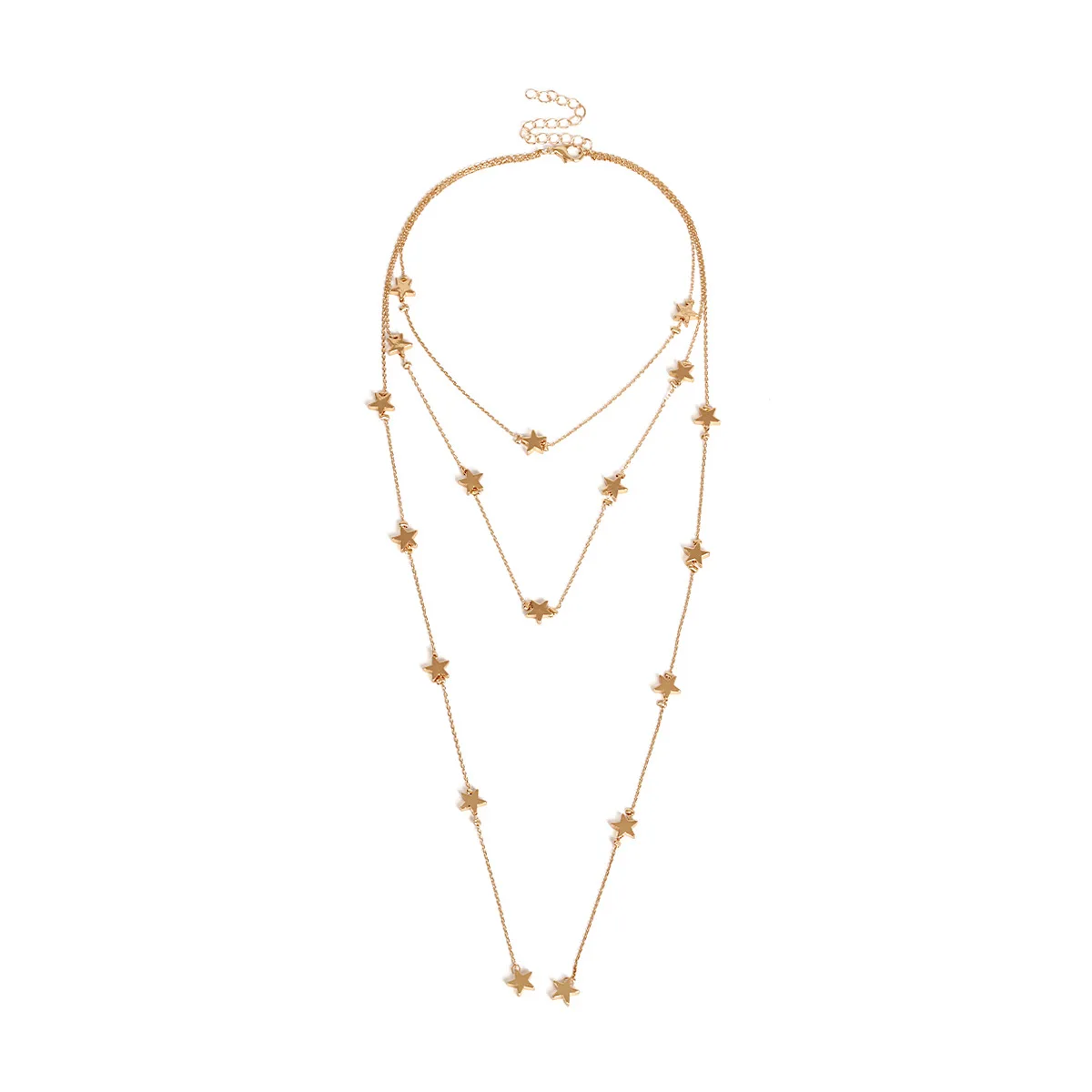 Sexy Girls Necklace Gold Plated Multilayer Star Pendant Tassel Chest Chains Ladies Fashion Women Body Jewelry