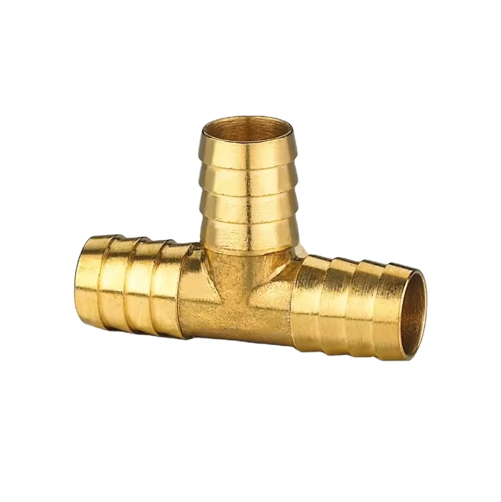 Tee barbed brass hose splicer fittings brass tubing hose coupler