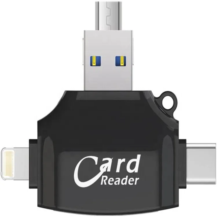 SD Card Reader, 4 in 1 Memory Card Adapter, SD/TF Card Adapter to View Game Camera Photos Videos for iOS/Android Phone Tab