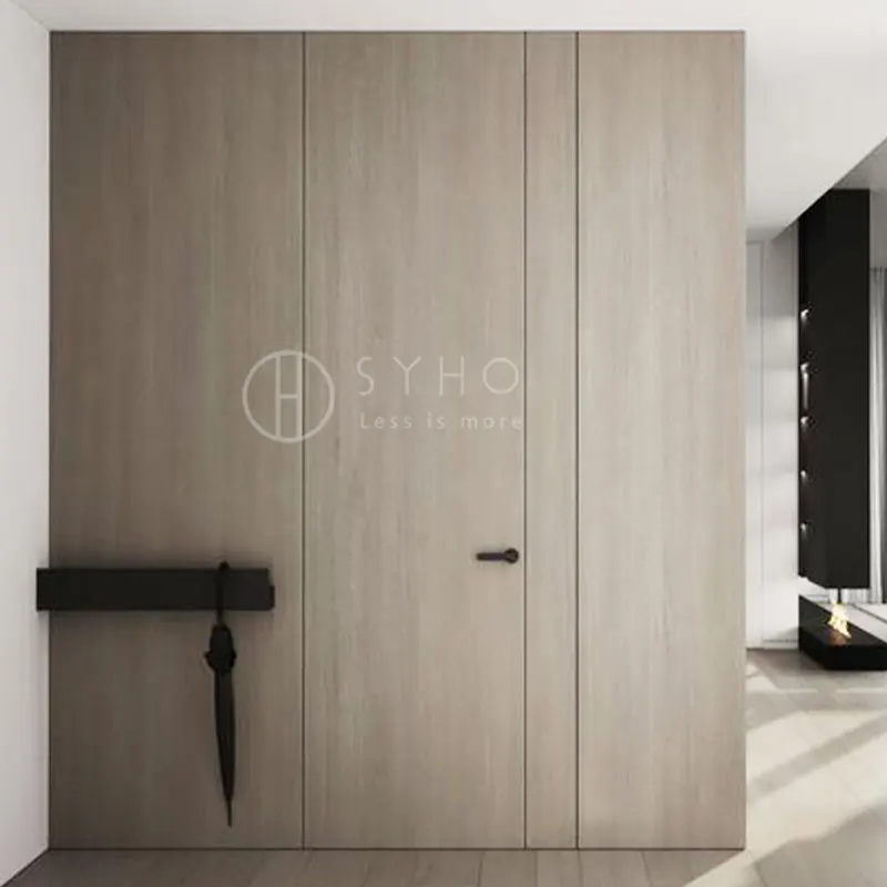 SYHO Frameless Secret Invisible Flush Wooden Door Interior Hidden Doors With Smart Lock