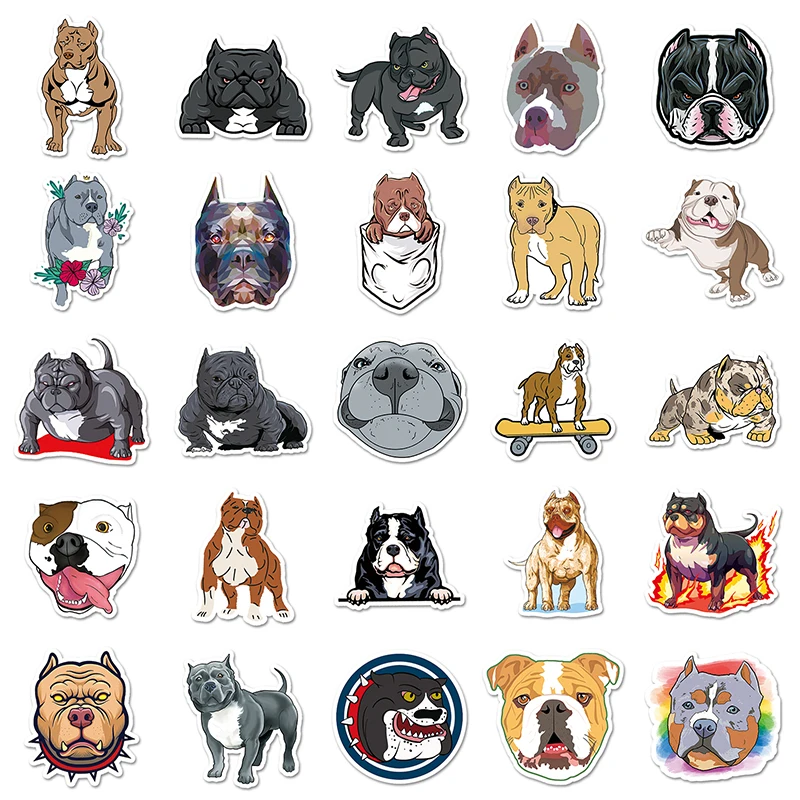 50pcs Animal Bully Dog Cartoon Stickers For iPad Phone Skateboard Ethylene Waterproof Decorative Sticker