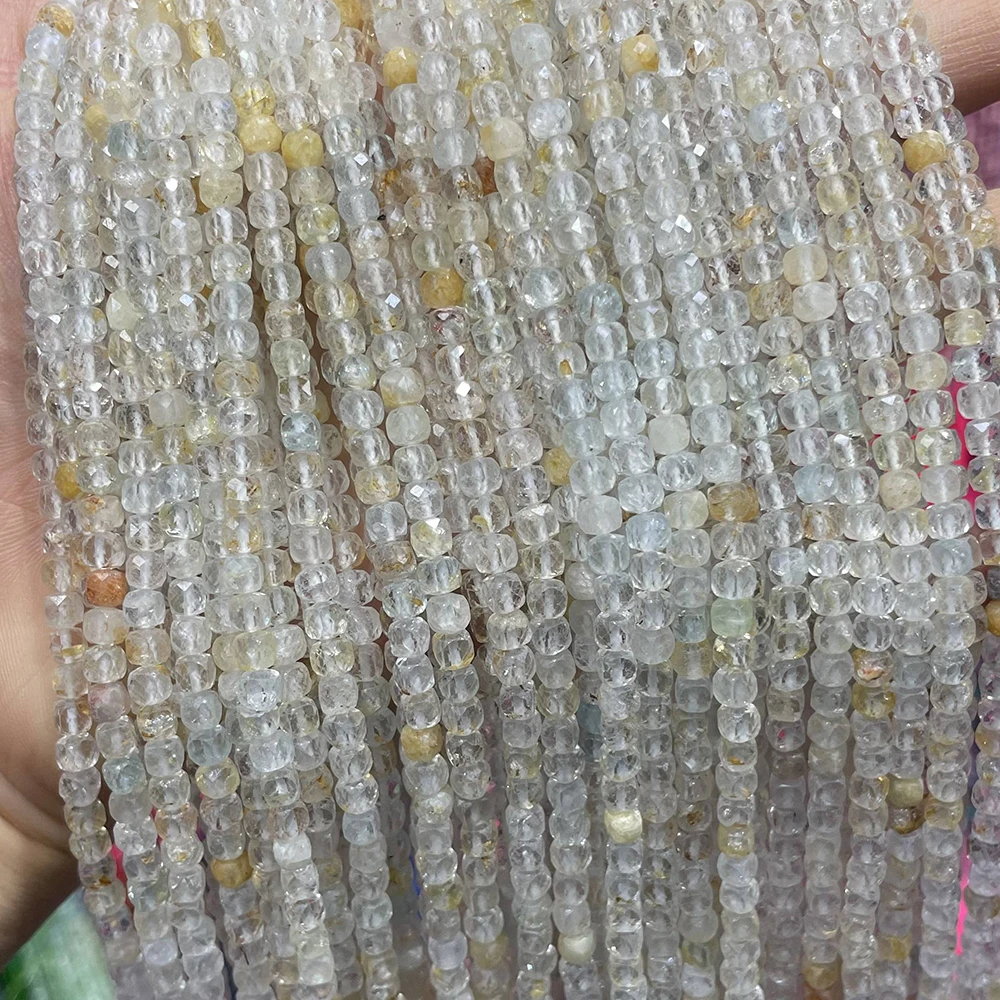 Wholesale High Quality Natural Semi-precious Stone Beads 4x4mm Square Faceted Amazonite Cube Beads For Jewelry Making (AB2129)
