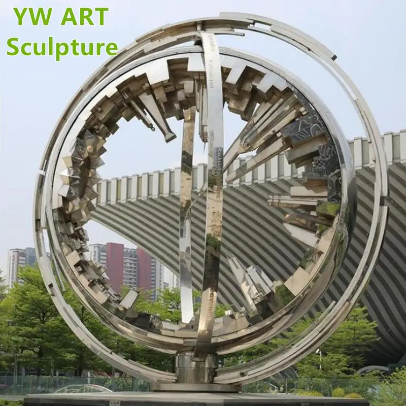 Hollow Art Abstract Stainless Steel Metal Large Ring City Public Art  Decoration Sculpture