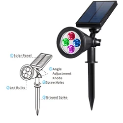 Durable Solar Spotlight 7Pcs Lamp Beads Polysilicon Panel Waterproof Outdoor Lights For Garden Tree