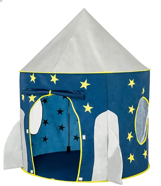 Палатка FoxPrint Rocket Ship с тематикой космического пространства Игровая палатка-космический игровой домик-космический корабль палатка для детей-Складная всплывающая звезда