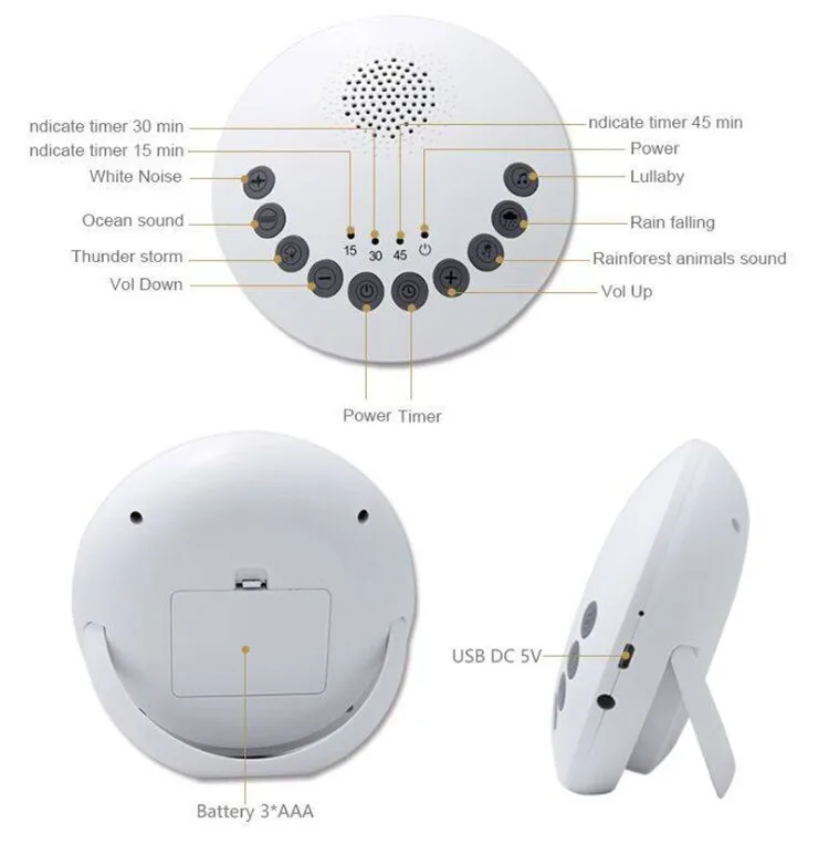 Home Portable White Noise Sleep Machine Stress Relax Sound White Noise Machine for Baby and Adult