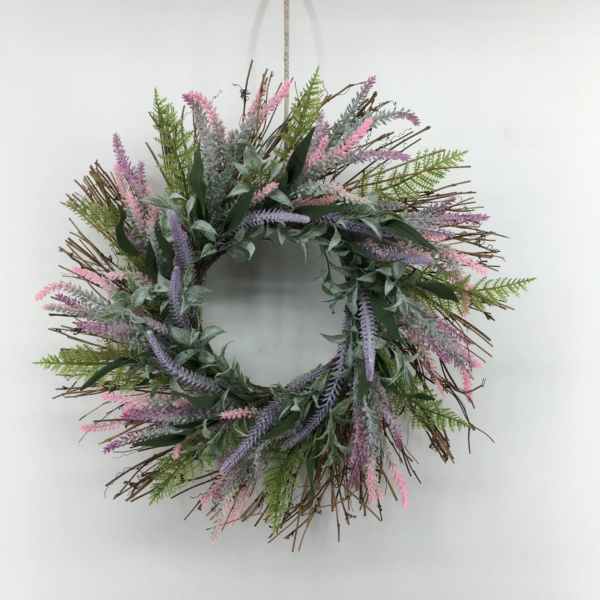 Light Green And Purple Pile Coating Lavender Spring Wreath Decoration Flower Wreath Home Party Wedding Decoration