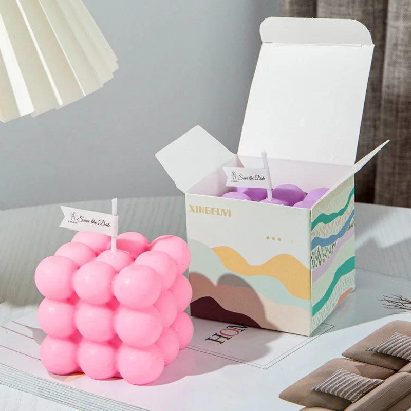 Manufacturer Bubble Cube Home Decor Round Magic 3D Cube Stock Aromatherapy Soy Wax Fragrance Scented Candles