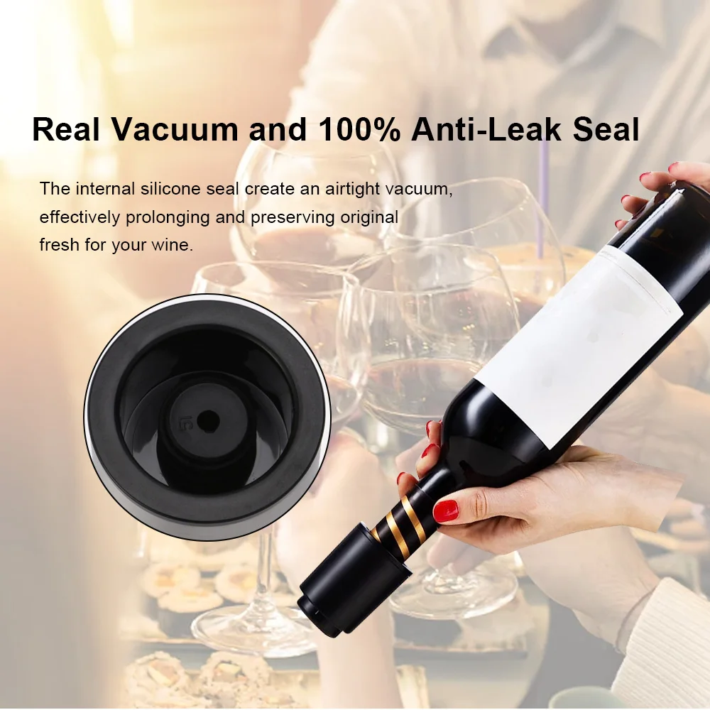 Custom plastic champagne red wine stopper wedding favor stainless steel metal vacuum wine stopper for laser engrave logo