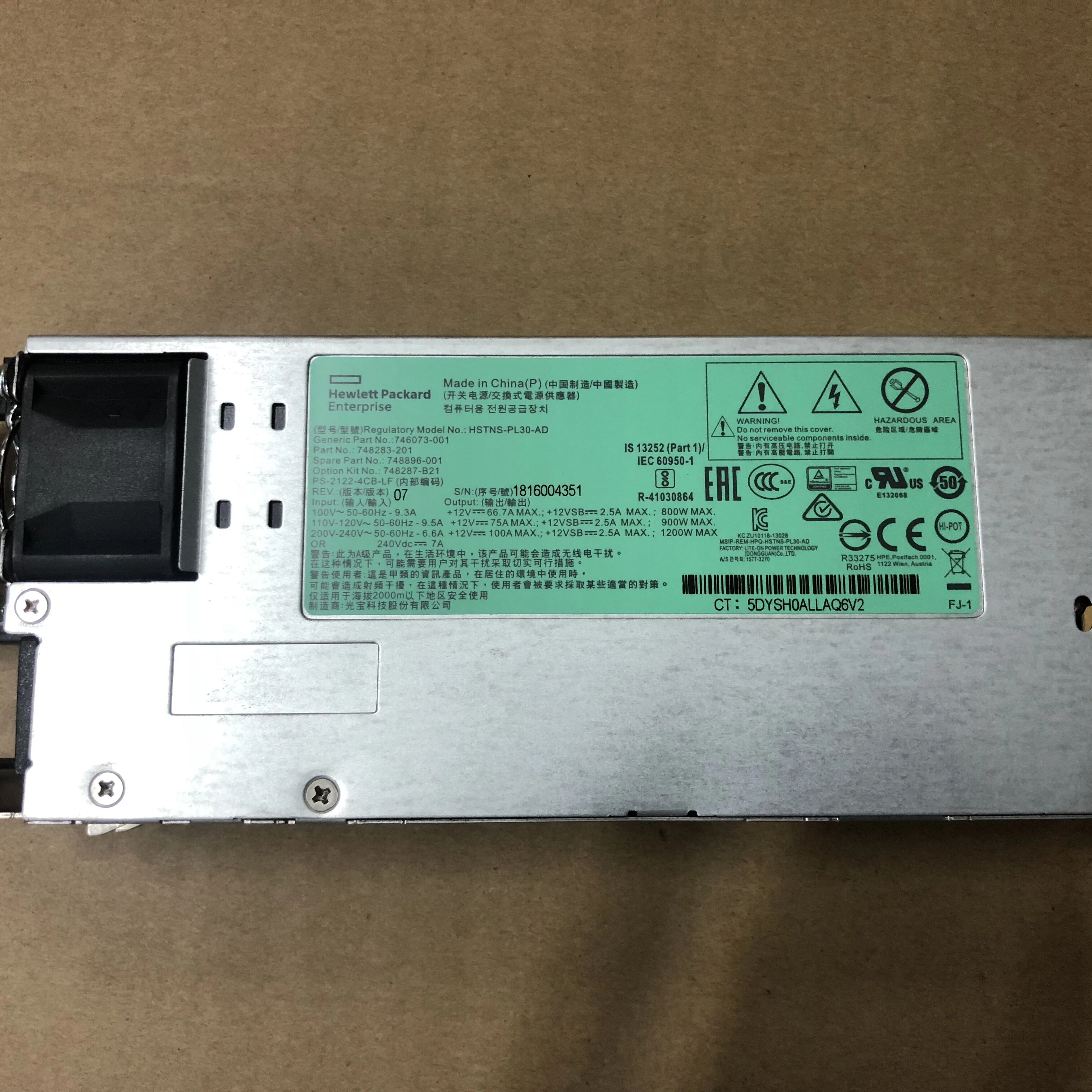 748287-B21 Новый 1200 Вт для серверного блока питания DL580