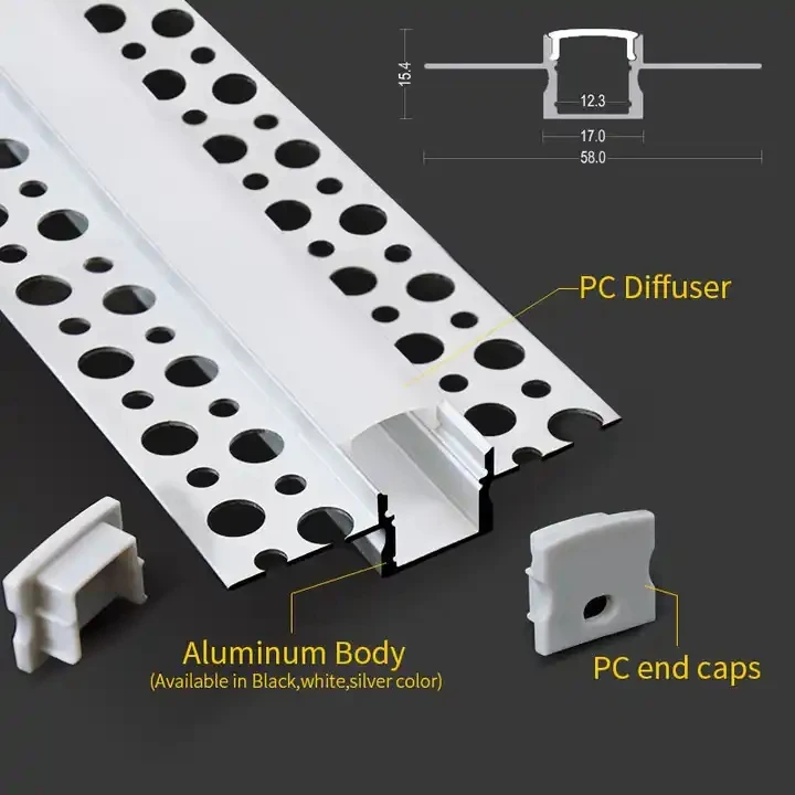 High Quality Black Alu Alloy Extrusion Housing Channel Diffused Cover for Lighting Strip bar Led Profile Aluminum