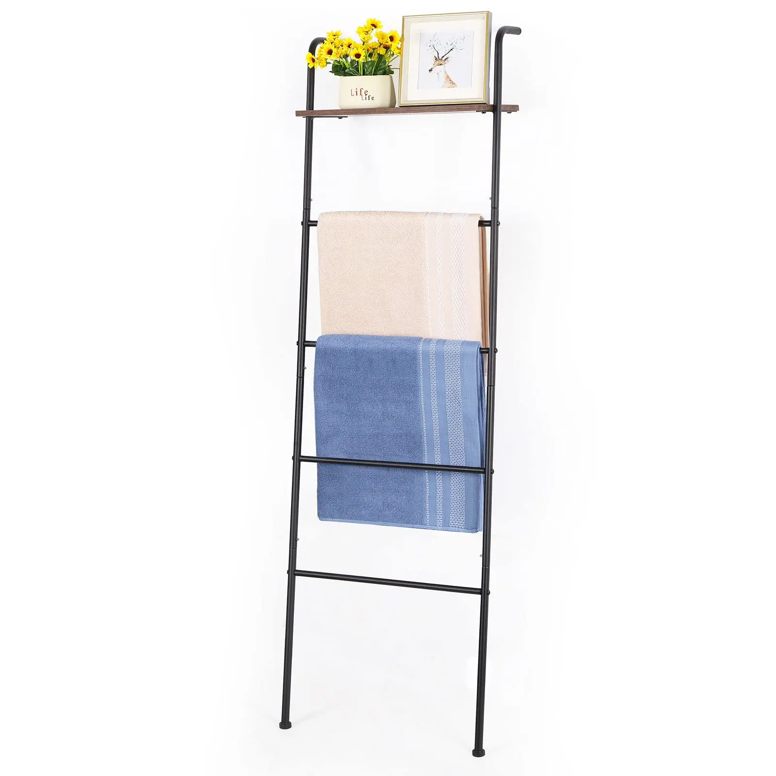 Living Room Bathroom Wall Leaning Towel Ladder Blanket Holder Rack Blanket Ladder