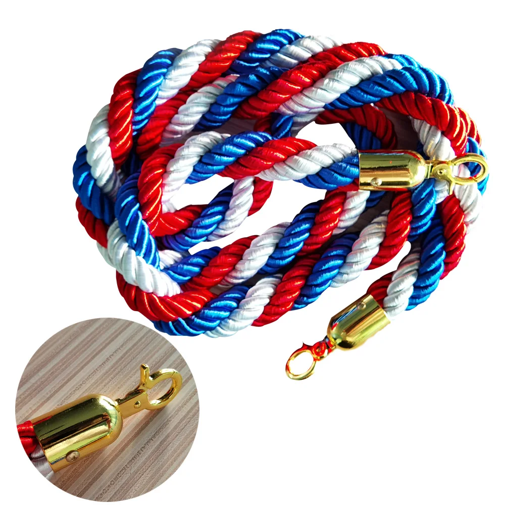3 color Accessories Queue Stand Braided Cord Rope Barriers Gold outdoor stanchions and set braided rope for barrier