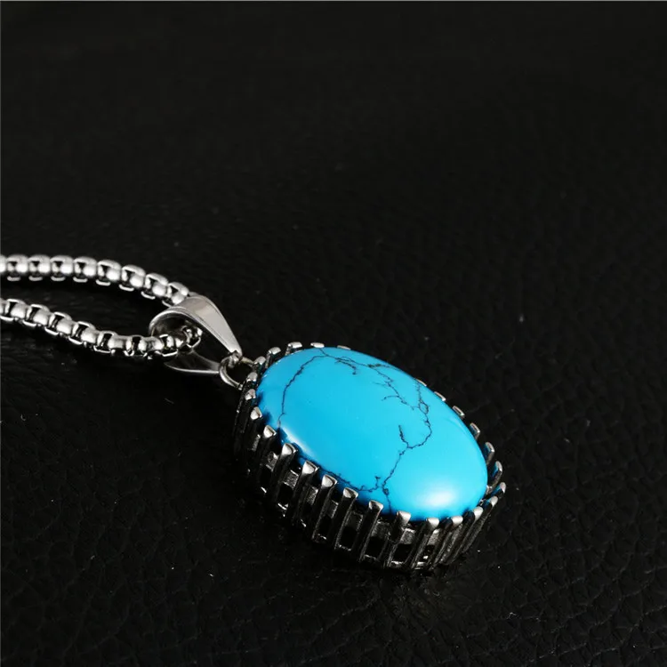 Fashion jewelry green yellow blue cat eye stone oval shape silver stainless steel pendant necklace with chain