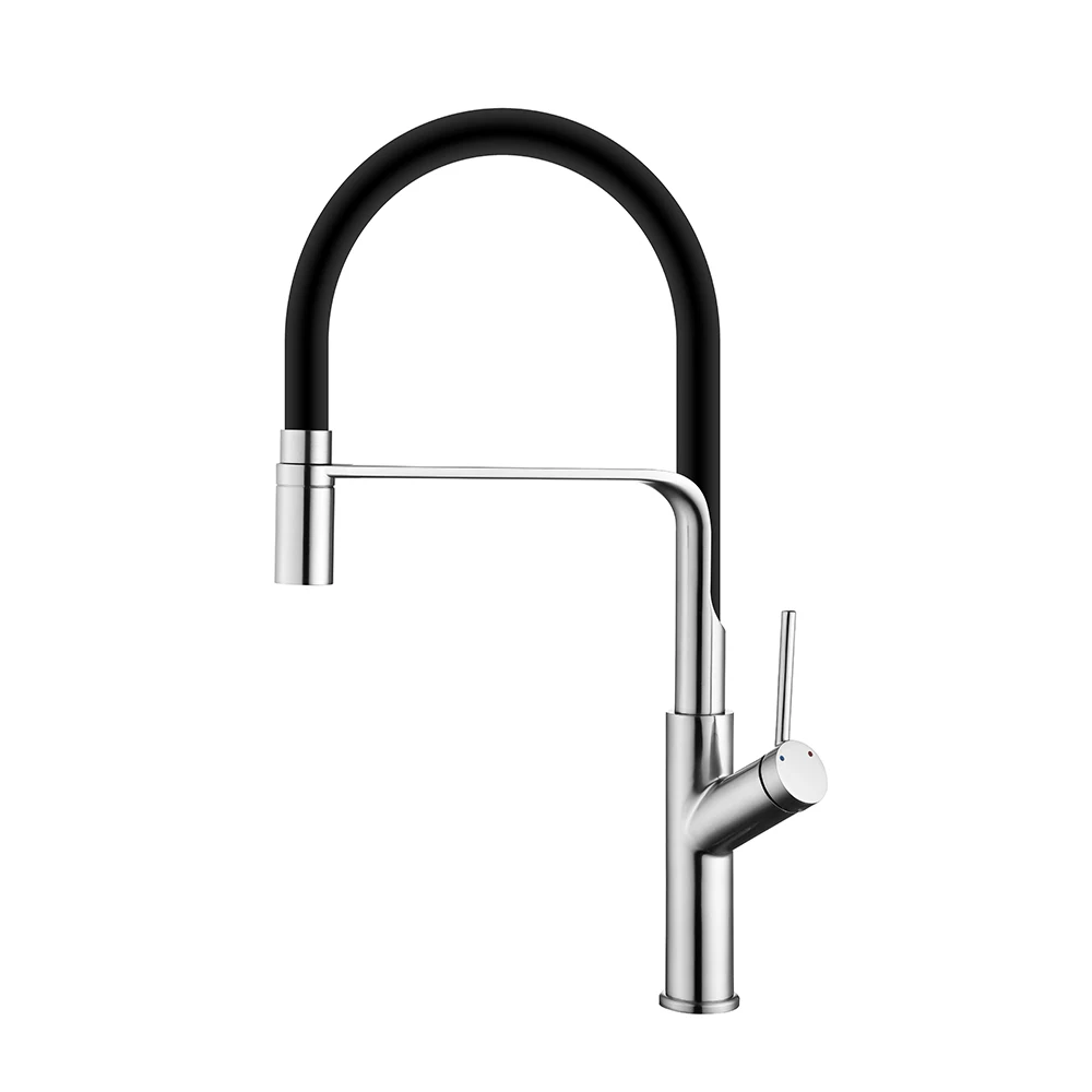 YUNDOOM OEM Kitchen Sink Mixer Brass Black Flexible Silicone Tap Grifo Agua Single Hole Mitigeur Robinet Cuisine kitchen faucet