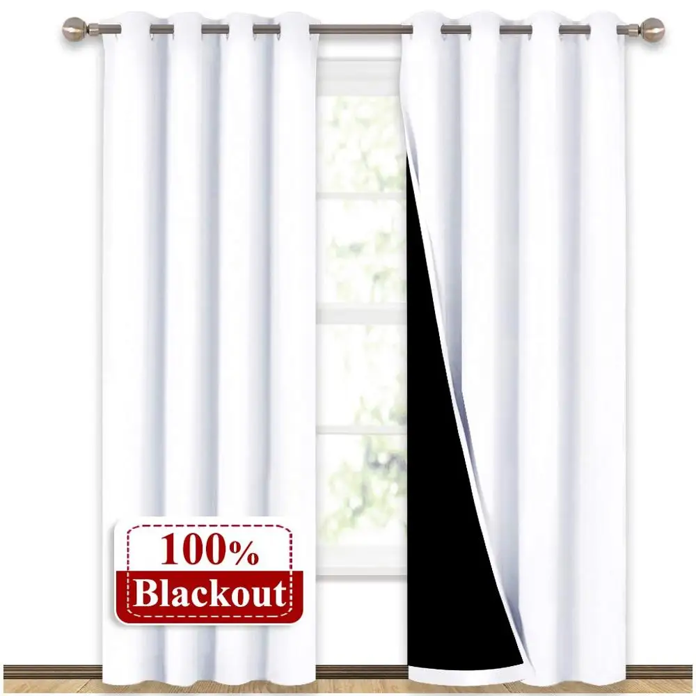 Heat and Full Light Blocking Drapes Blackout Curtain  with Black Liner for Nursery