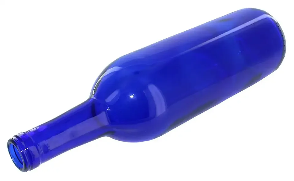 glass  antique blue round wine bottle 700ml 750ml  Vodka glass wine bottle soft sealing cork