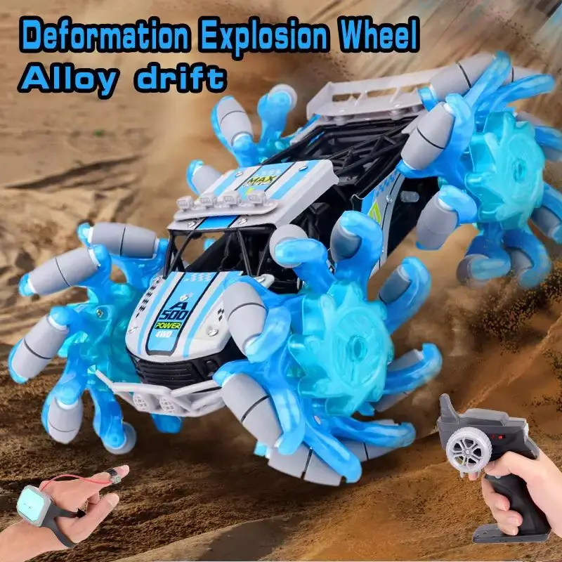 Kid cars 2.4GH electric remote two controller led remote control deformed toy car stunt climbing car