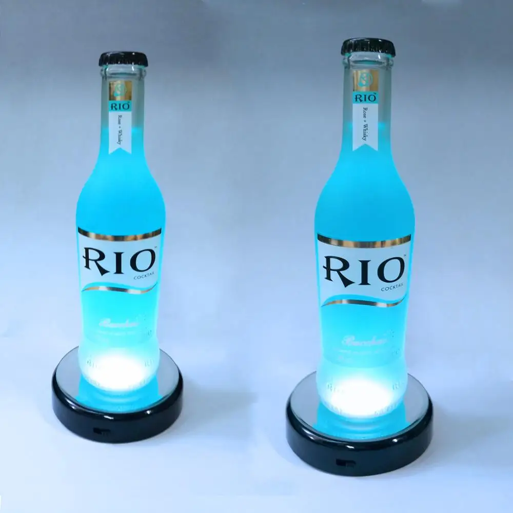 Shinny black plastic round mirror led battery light display stand base