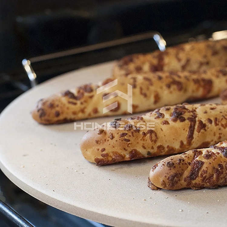 
Hot sale round kitchen bbq heat-resistant non-stick handle stone pizza plate for oven 