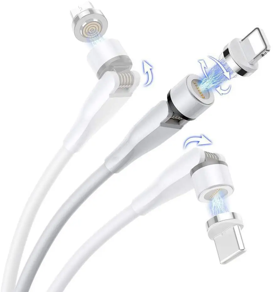 540 Degree Free Rotation Usb Cable 3 In 1 Micro Usb Multi Function Data Transfer Cable Fast Charging Magnetic Charging Cable