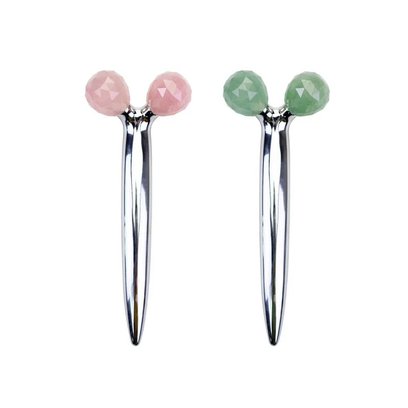 Natural Jade Stone 3D style Y shape double roller natural Face Roller for face massage skin care facial roller