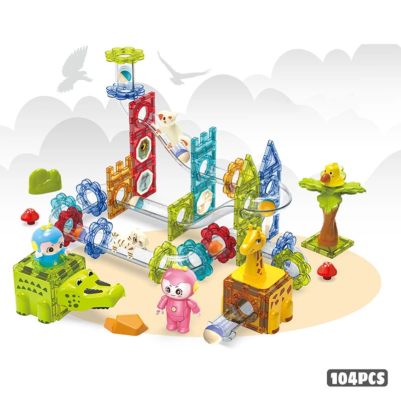 Children Educational Toy Zoo Marble Magnetic Building Blocks Toys For Kids Birthday Gift Toys
