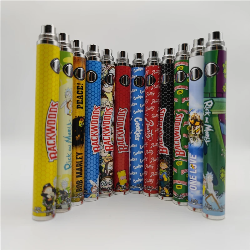 Big power 1100mah preheat function pen battery cookies backwoods cartoon design twist battery