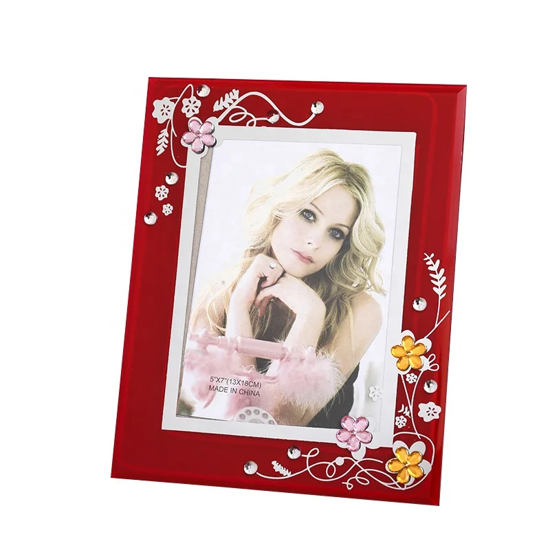 Custom size 5/6/7/8/10/A4 inch creative luxury wedding crystal glass photo frame