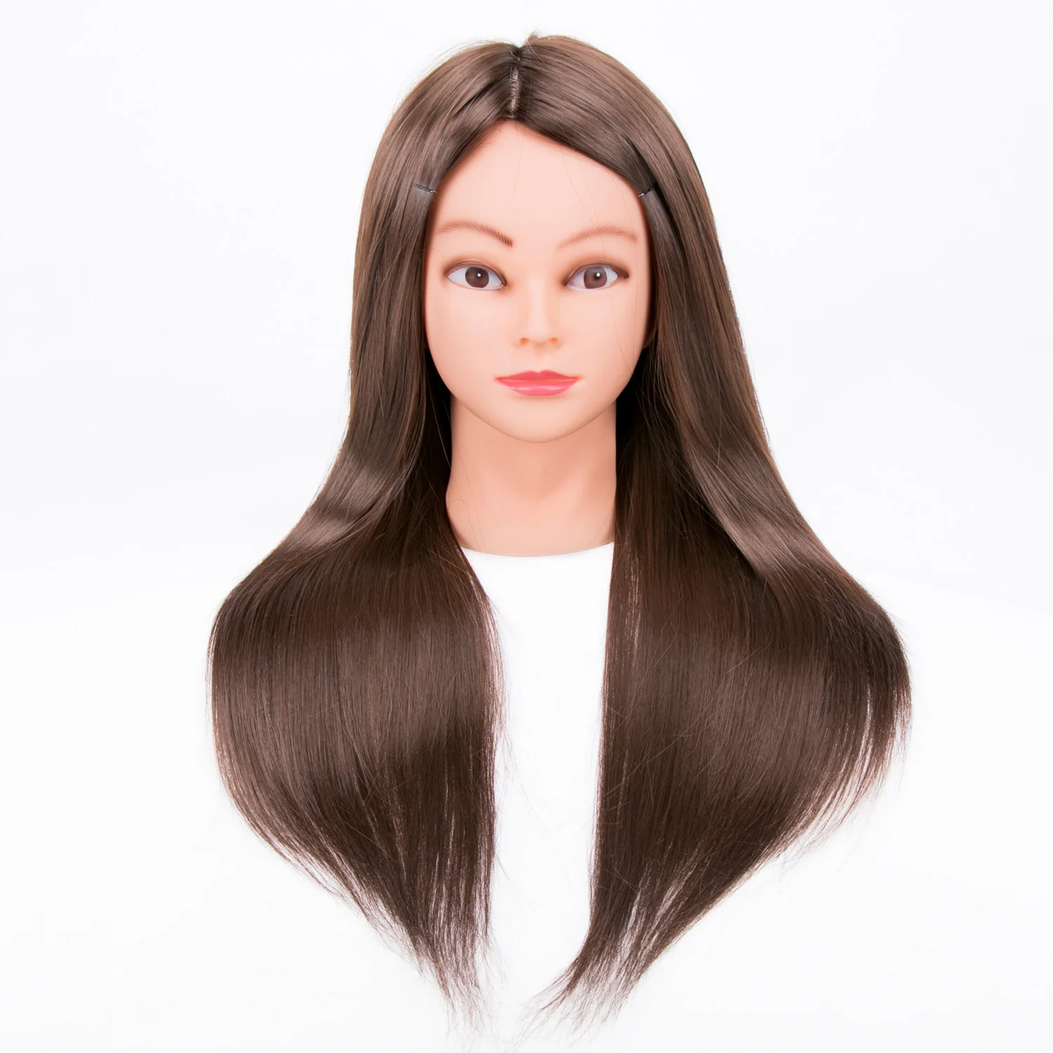 Female Synthetic Training Mannequin Manikin Head Wig Display Wholesale Brown Straight hair Mannequin Head For Hair Salon