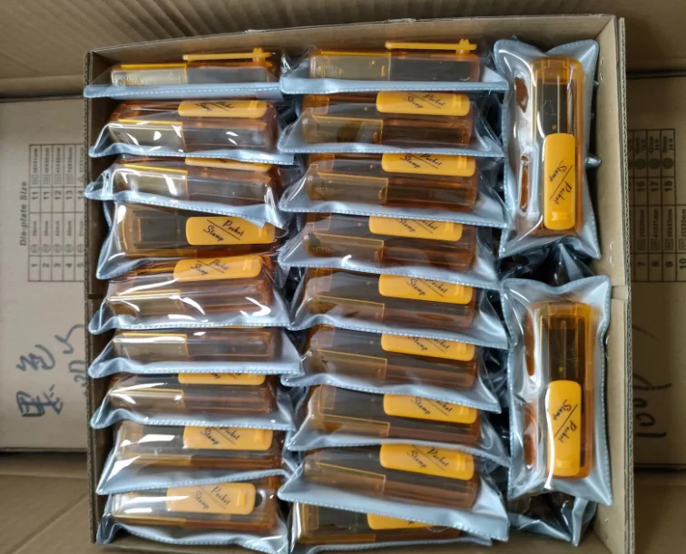 wholesale good quality office automatic pre-inked stamp pocket stamp 38*14mm self inking stamp