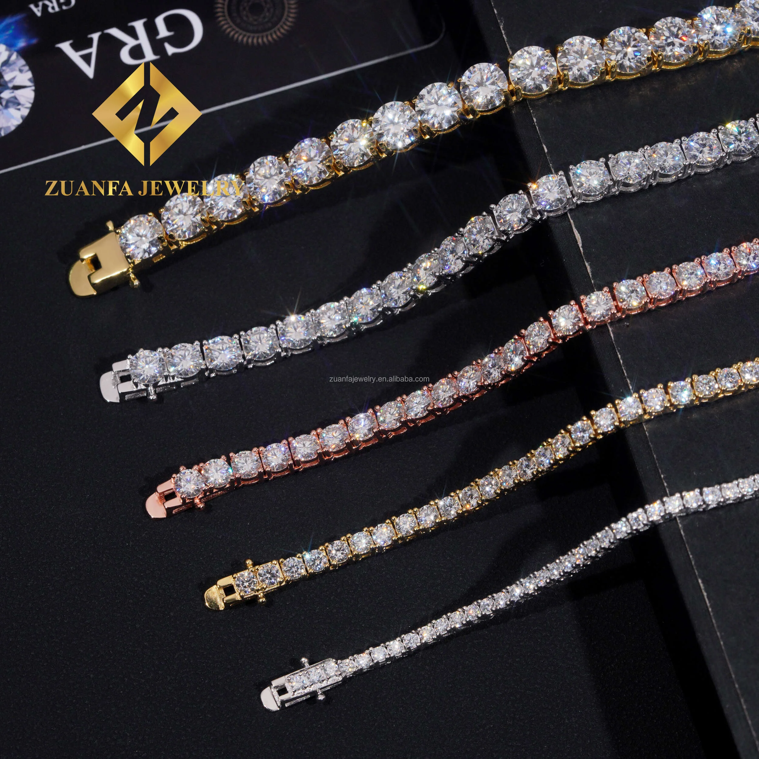 Best Selling Bulk Stock Iced Out Chains Silver S925 2mm 3mm 4mm 5mm 6.5mm VVS1 Moissanite Tennis Chain Necklace Women