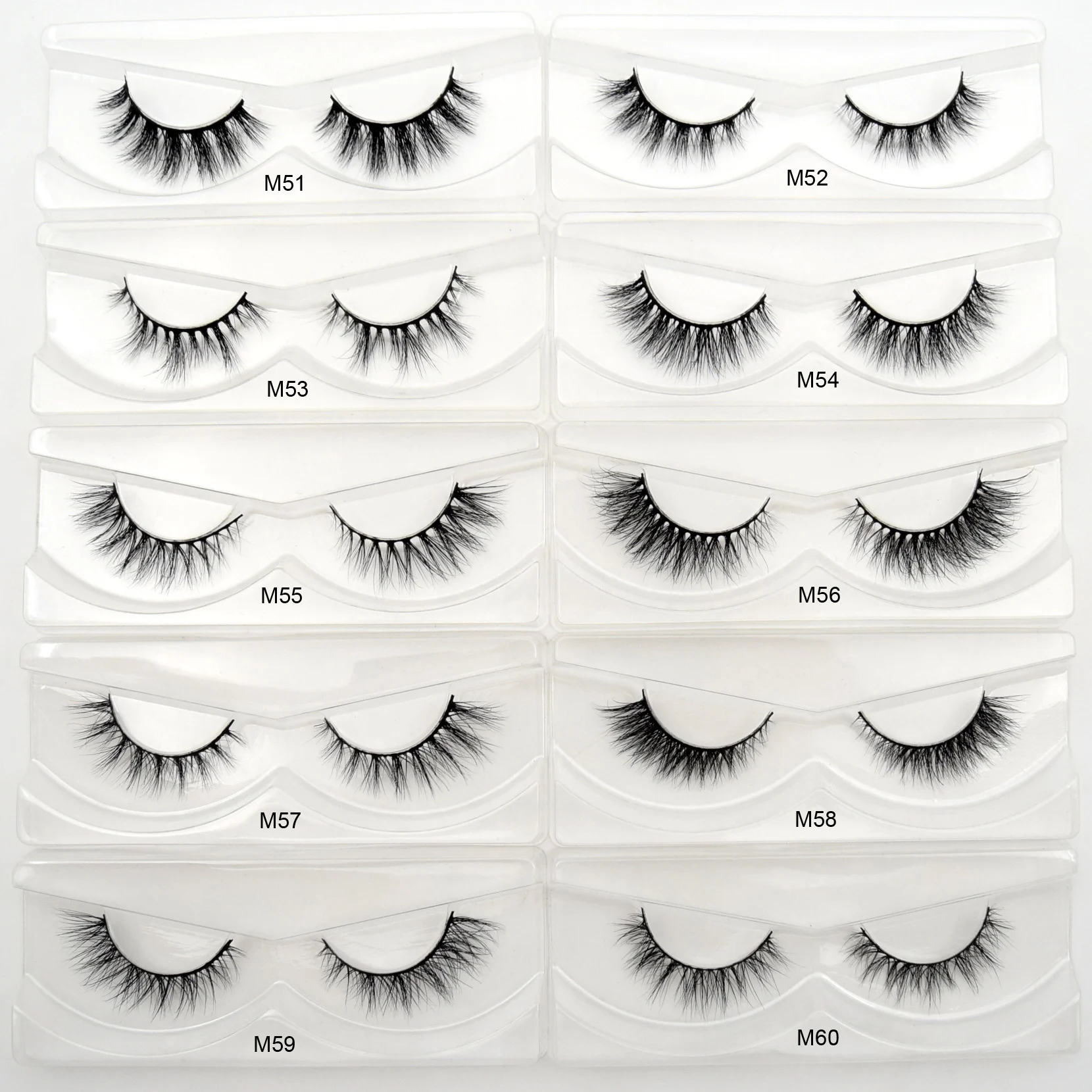 100 pairs of boxless mink natural long thin mink eyelashes wholesale