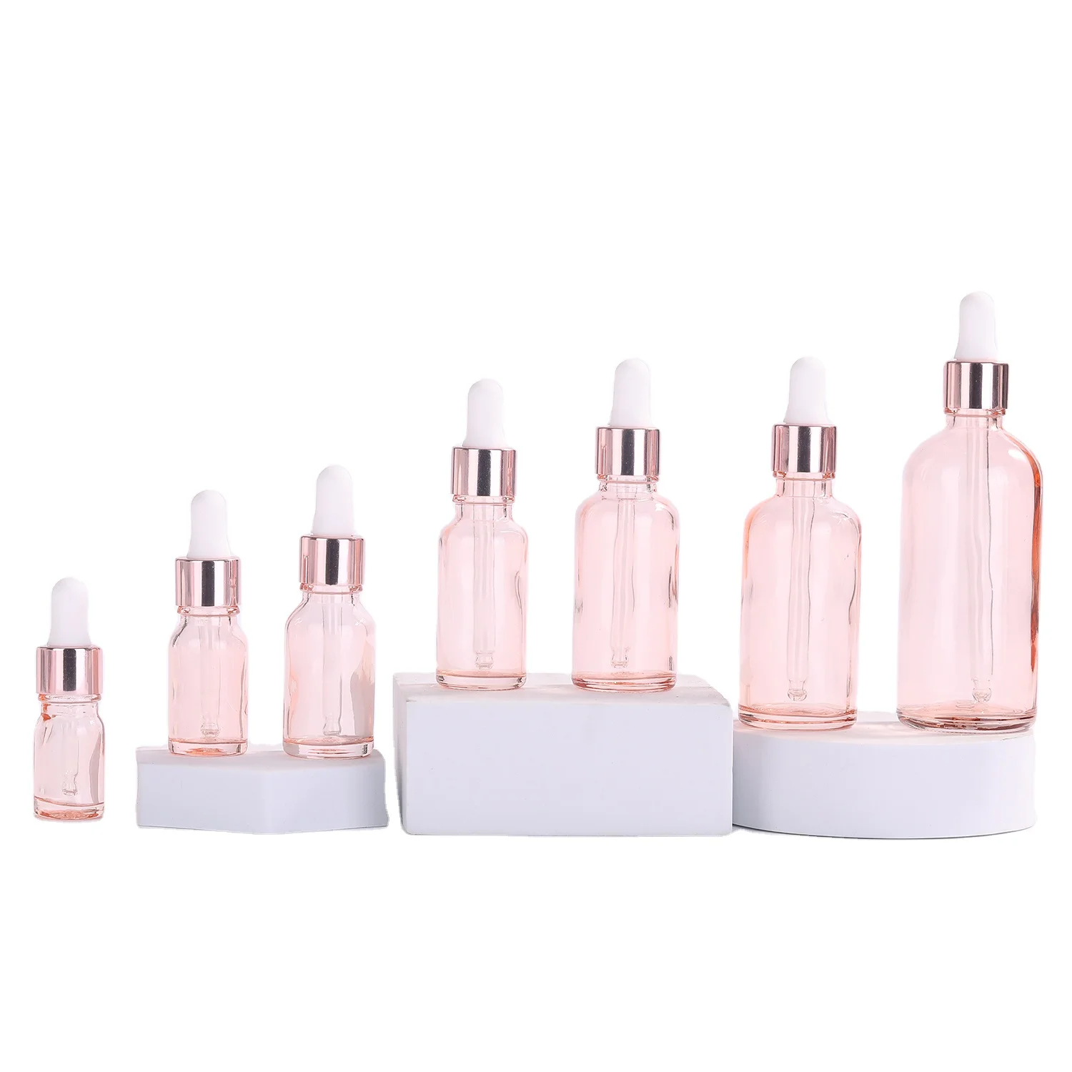 China manufacturer empty glass dropper pipette bottles gold dropper glass bottle rose gold essential oil glass dropper bottle