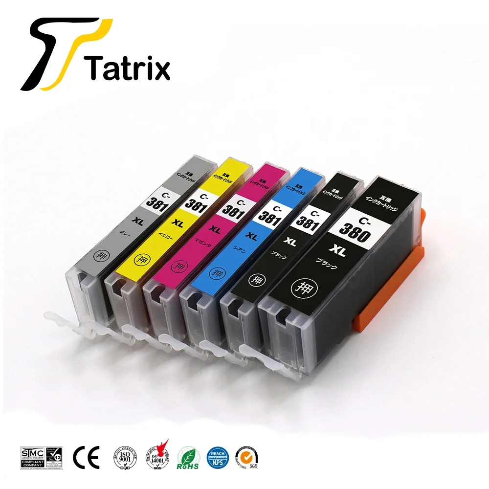 Совместимый цветной струйный чернильный картридж Tatrix Premium BCI-380XL BCI380XL BCI-380 BCI381 BCI-381 для Canon PIXUS TR7530/TR8530 и